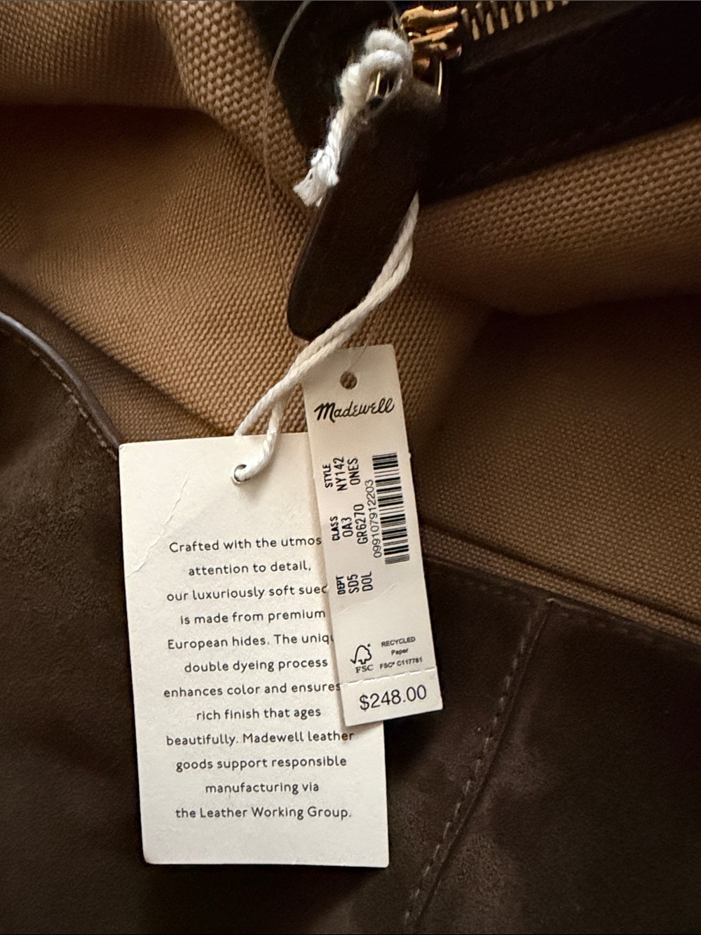 Madewell The Mylie Large Shoulder Bag in Italian Suede - Picture 7 of 7